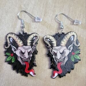 Krampus Christmas festive holiday acrylic earrings